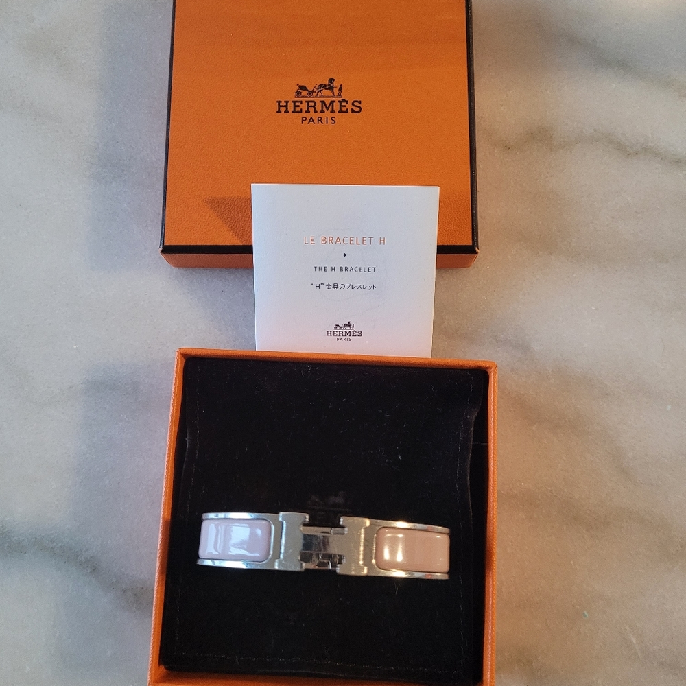 Hermes clic clac h bracelet PM Rose poudre